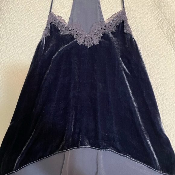 The Racer Liquid Velvet Cami with Lace Trim - Picture 5 of 7